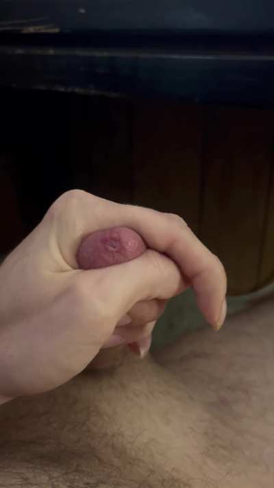 Precum starting to pool up.