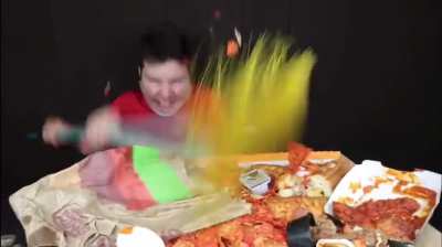 Nikocado Avocado destroying his food