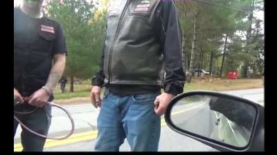 Karen starts trouble with Hells Angels in front of their compound