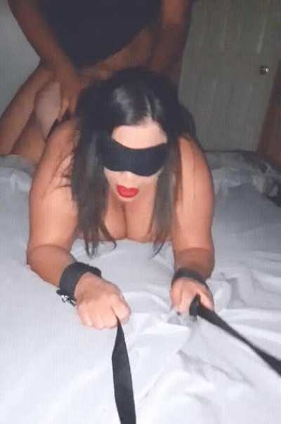 I made a deal with that looser cuck. If he lets me use his curvy wife, i will stop bully him. He tied up and blindfolded his wife, to trick her that i can fuck that slut infront of him. I just tricked that looser cucky. He just watched me how i fuck his w