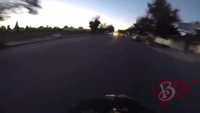 Motorcyclist puts an &ldquo;I don&rsquo;t stop for cops&rdquo; sticker on cop car