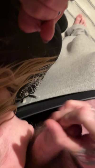 My Wife sucks on her bull’s cock and balls before he unloads on my ignored nub