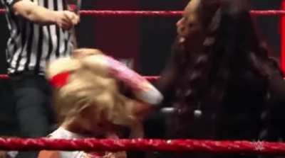 Lash Legend grabs a handful of poor little Myla Grace&rsquo;s pigtails, berates her, then shoves her face onto the mat!