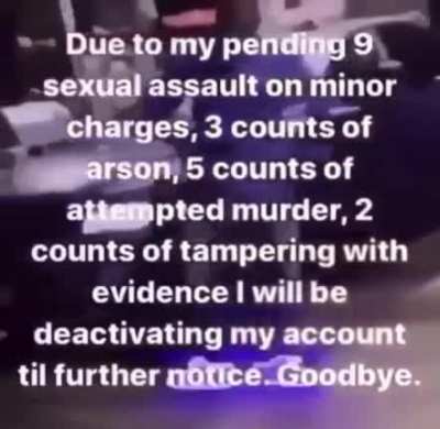 On further notice my court date has been postponed due to allegations of me &ldquo;stabbing my ex wife 22 times&rdquo; but whatever