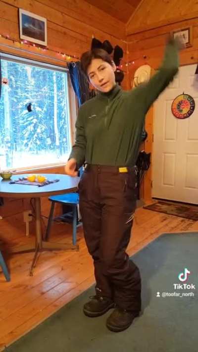 Realistic winter outfit for living near the arctic.