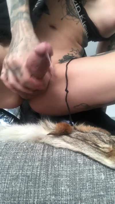 Tatted TGirl Has Satisfying Cumshot 😏👍👍