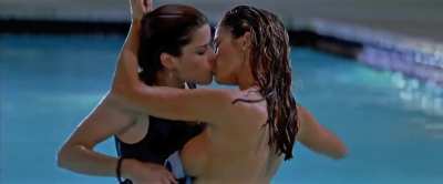 Wish I could kiss Denise Richards taking off her bra suck off her boobs and fuck her so hard in the pool