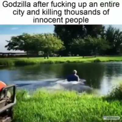 Godzilla despu&eacute;s de mandar a la mierda una ciudad entera y matar a miles de personas inocentes.