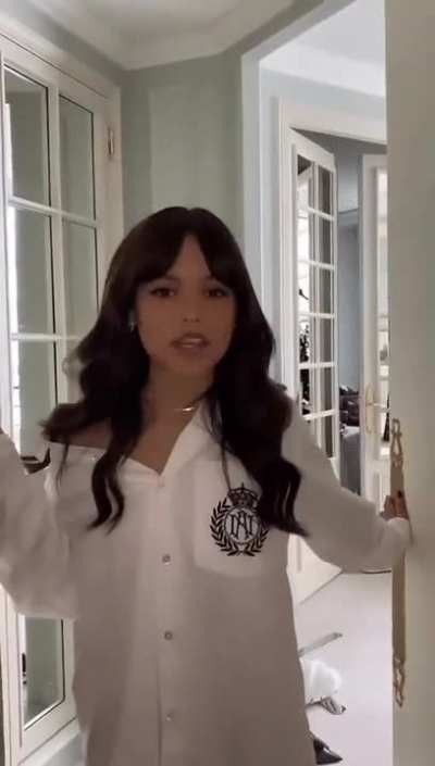 You knock on a random door and it's Jenna Ortega. She asks are you lost? You reply with 
