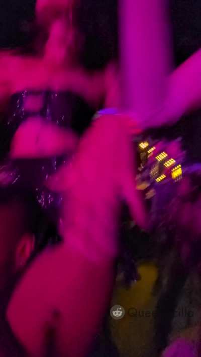 Flashing my lil titties during a shoulder ride