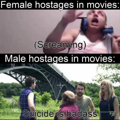 Every single time a man is held captive he's suddenly suicidal