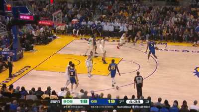[Highlight] Great ball movement by the Warriors gives Klay an easy layup. Klay has 12 points in the 1st quarter of this NBA finals rematch.