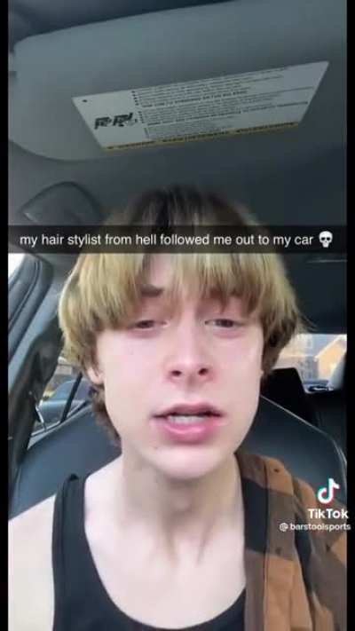 Guy has a complete meltdown in his car over a bad haircut