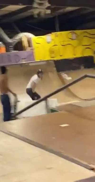 Boneless into the 8ft quarter pipe the other day. Took me a bit to commit but the adrenaline was worth it!