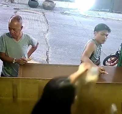 Buying a sack of snacks
