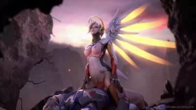 Mercy riding Soldier (ellowas)