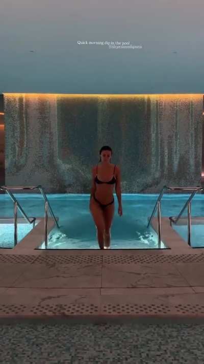 "Quick morning dip in the pool"