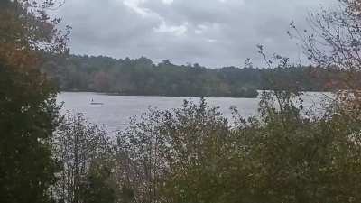 The wind doesn't stop some fresh water fisherman.