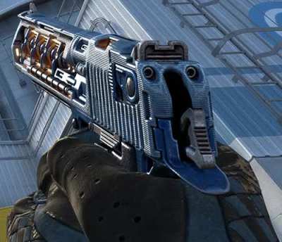 My first forced perspective skin was received well, so I wanted to give the technique another go! This time pushing the shape a lot harder to sell a railgun aesthetic. (Desert Eagle - Oberon)