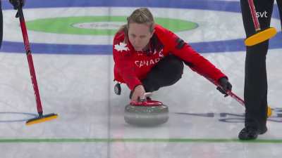 Canada's female curling team has a stone removed for touching the stone