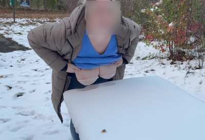 Who needs snow angels when you can make snow boobies?
