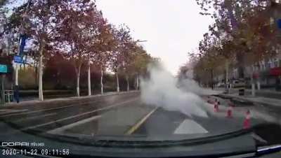 Elderly woman gets hit off her mobility scooter