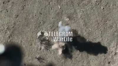 🇺🇦🇷🇺Ukrainian drones drop grenades and VOGs on Russian infantry in the Donetsk region NSFW