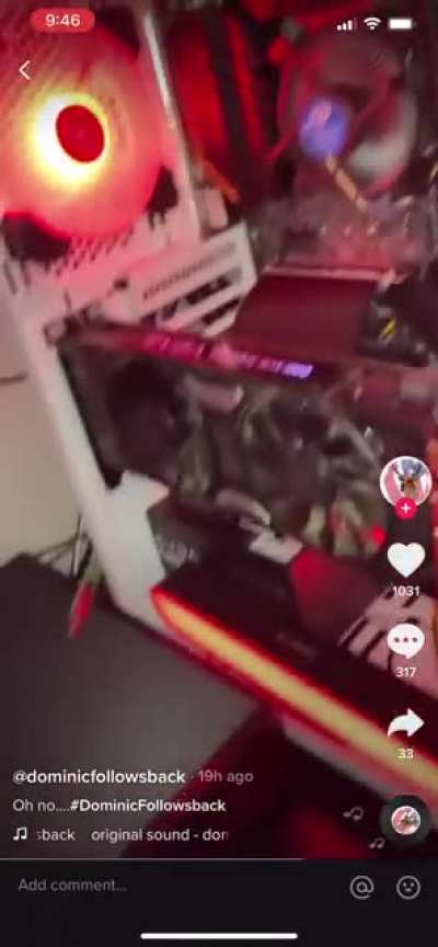 Dumb kid installs pc part with pc still on