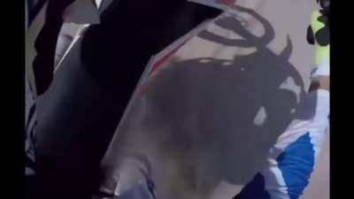 Dirtbiker almost gets hit by a Jeep while dumping a sand dune