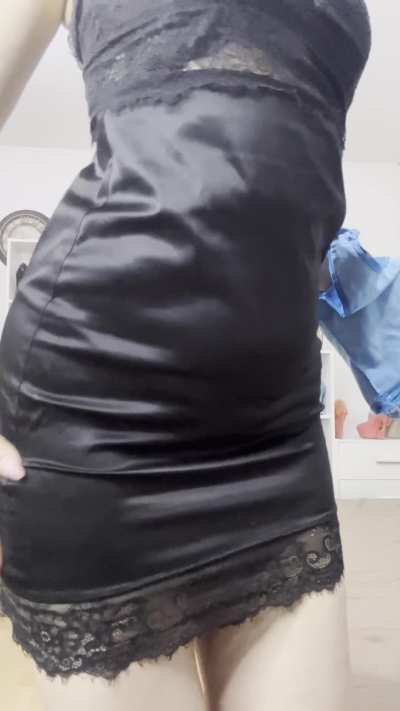 black satin dress