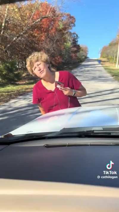One-woman roadblock