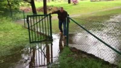 Trying to keep my shoes dry...