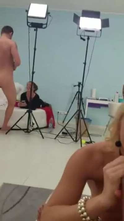 Everyone having some fun on set