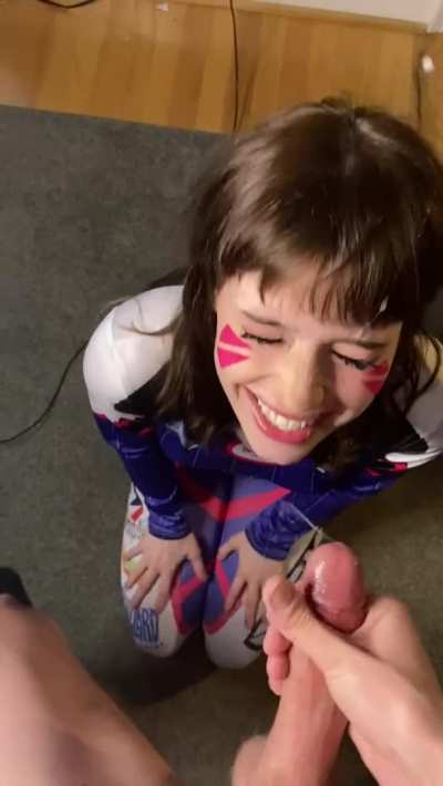 D.va takes a big facial after sucking his cock🥰(20f OC)