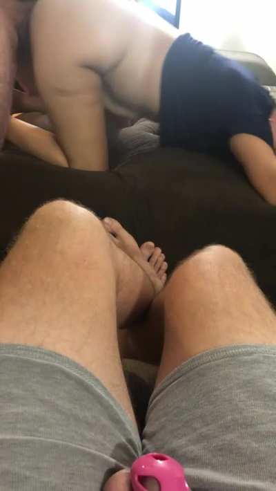 My wife u/Nicole_M88 enjoying a bigger cock while I&rsquo;m locked up 🔐
