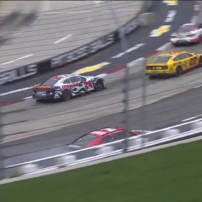 Nascar racer makes a comeback by wallriding, a move that has only ever been done before in racing videogames.