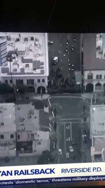 Riot Line Cops Damage Residence Parked Car