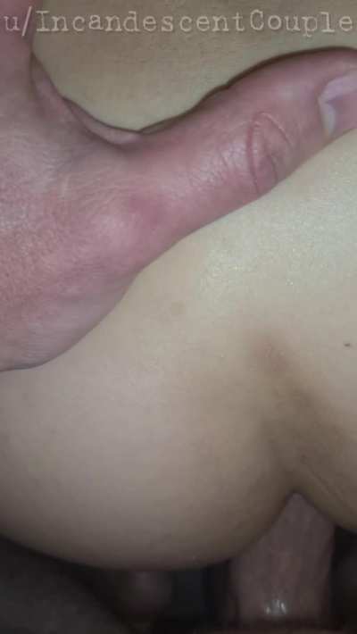 Sliding my fingers into my greedy pussy alongside his big cock