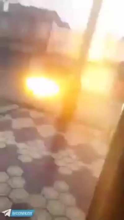 Throws homemade firework into street, tries to take cover