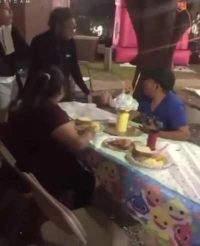 2 ladies destroy families small gathering in public apartment complex space
