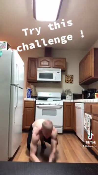 The goal is to go from a handstand, down to your forearms, and back up to your hands all while staying balanced....obviously I didn&rsquo;t win this challenge.