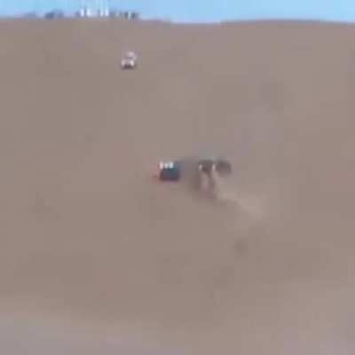He put out the fire that caught the car with sand....!!