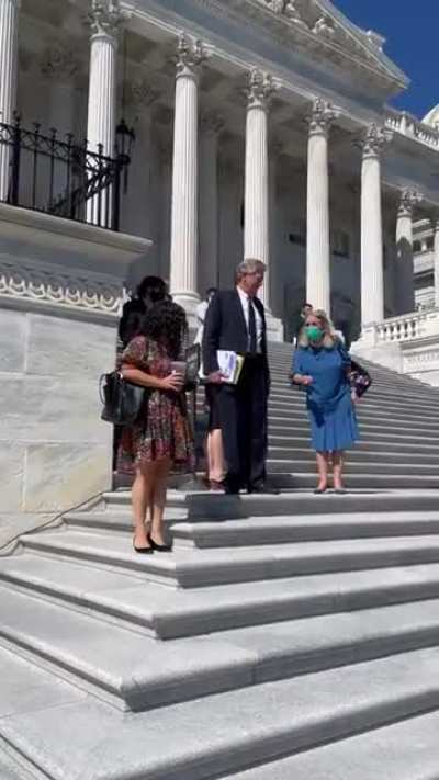 Rep. Marjorie Taylor Green gets into a shouting match on the steps of the Capitol.