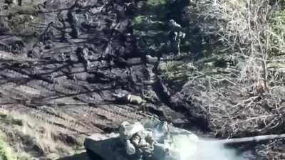 Demilitarization of a Russian tank with an ATGM