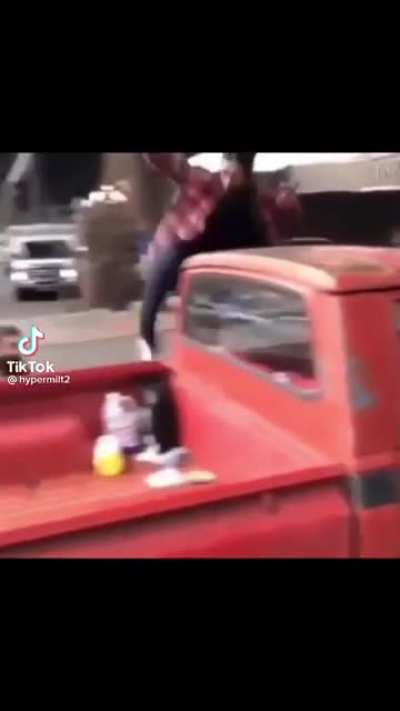 Trying to grind a pickup truck