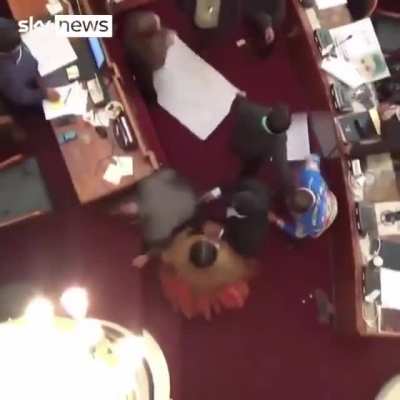 Fight breaks out at Bolivian Parliment