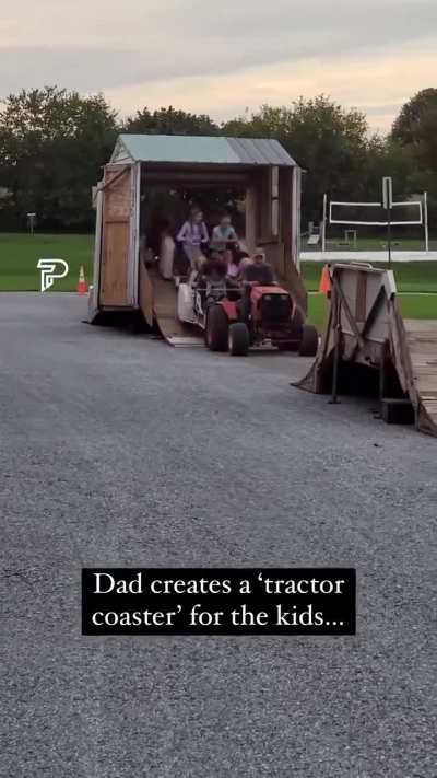 Dad creates a tractor coaster for the kids