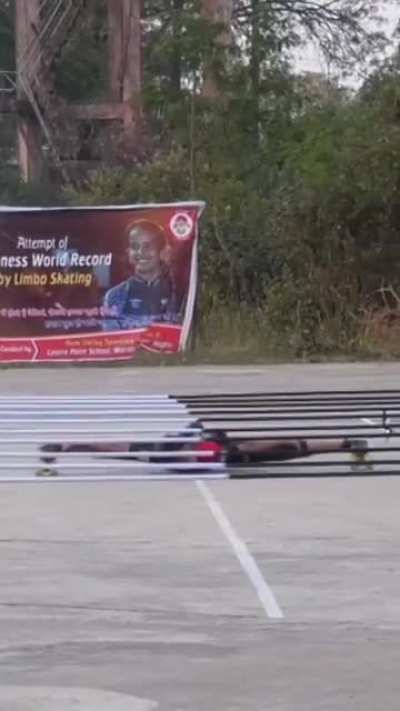 The Fastest time to limbo skate under ten bars is 1.69 seconds by Shrishti Dharmendra.