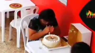 This lady was celebrating her birthday &mdash; by herself &mdash; until she was joined by other patrons and staff once they realize she's celebrating all alone. Humanity.