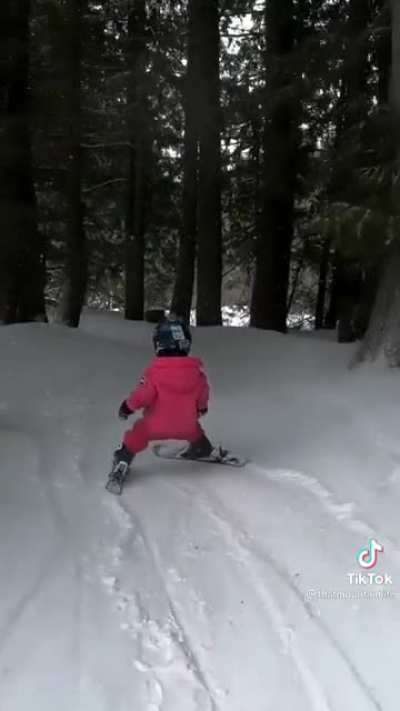 Everything about this toddler&rsquo;s shred is controlled. video credit: @thatmountainlife